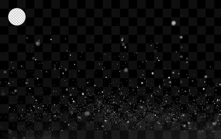 PSD snow falling on a transparent background