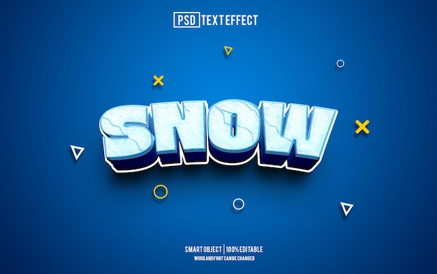 snow text effect font editable typography 3d text