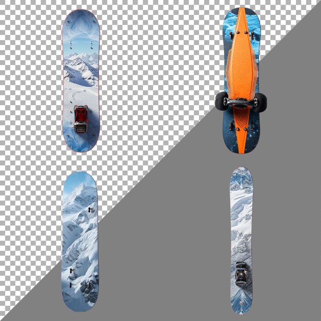 Snowboard contra un fondo transparente generado por ai