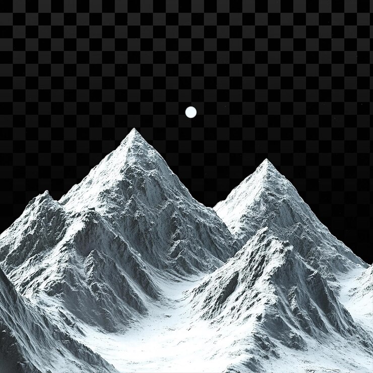 PSD snowcovered mountain range on transparent background