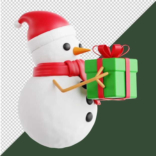 Snowman Boxing Day sorpresa realistica in una scatola regalo all'interno di un'illustrazione 3D