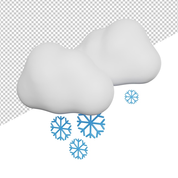 Snowy Cold Weather Day vista lateral 3d rendering icono ilustración sobre fondo transparente