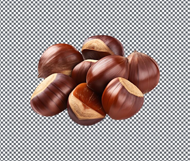 PSD so beautiful chestnuts isolated on transparent background