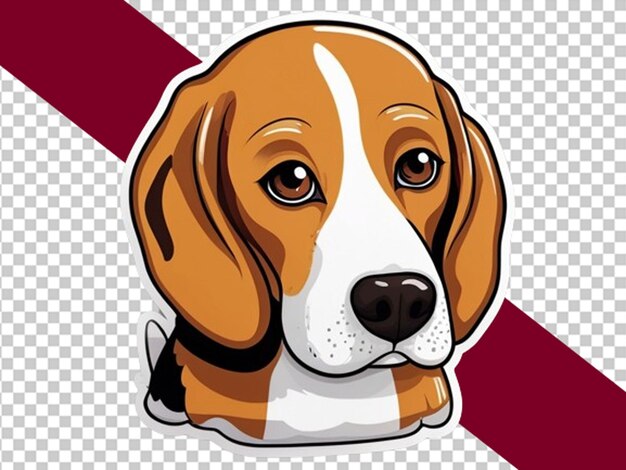 PSD so ein süßer beagle-hund-aufkleber im kawaii-stil mit weißem rand.