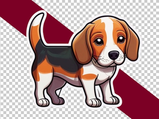 So ein süßer beagle-hund-aufkleber im kawaii-stil mit weißem rand.