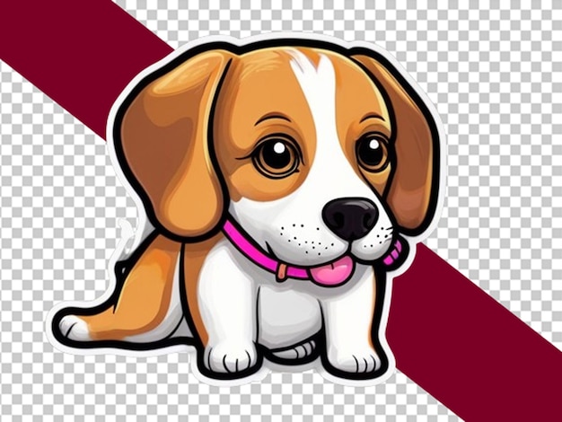 So ein süßer beagle-hund-aufkleber im kawaii-stil mit weißem rand.