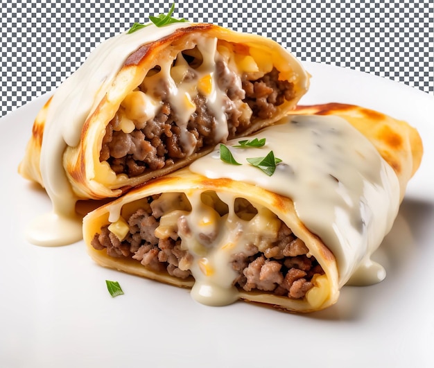 So lecker egg roll wrap burger isoliert auf transparentem hintergrund