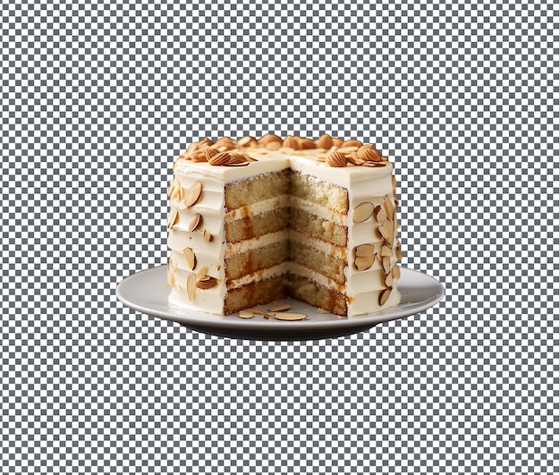 So süßer Mandelkuchen isoliert auf transparentem Hintergrund