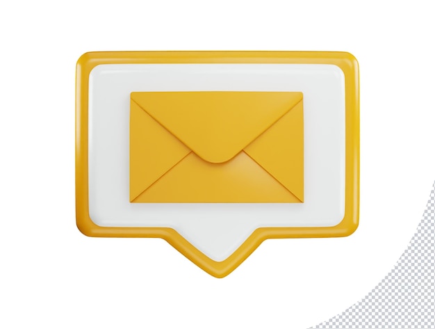 Un sobre amarillo con un icono de fondo blanco con ilustración de icono de vector 3d
