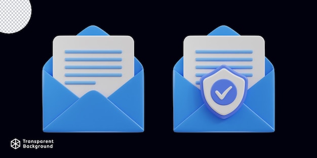 Sobre seguro 3D en conjunto de iconos de correo electrónico