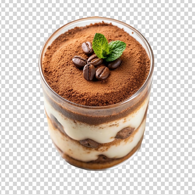 PSD sobremesa com creme e bolo de chocolate em fundo transparente