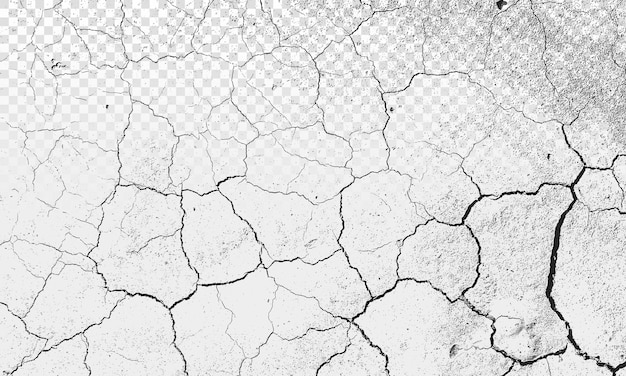 Sobreposição de textura de solo rachado em PSD sobre um fundo transparente