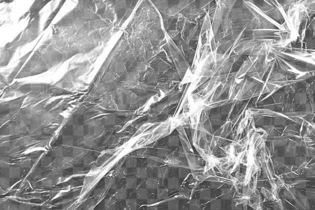 Sobreposição de textura png de plástico transparente enrugado de fundo transparente