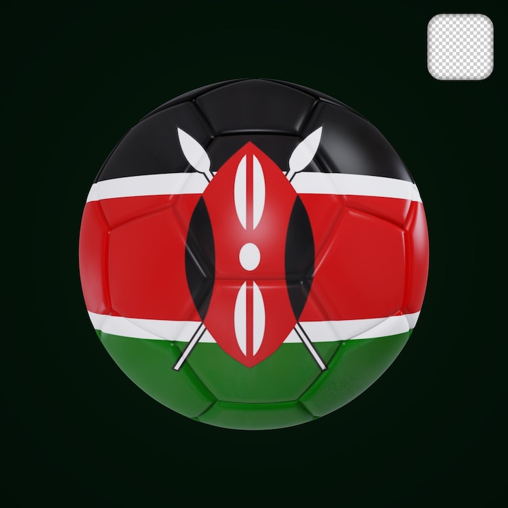PSD soccer ball with kenya flag 3d illustration