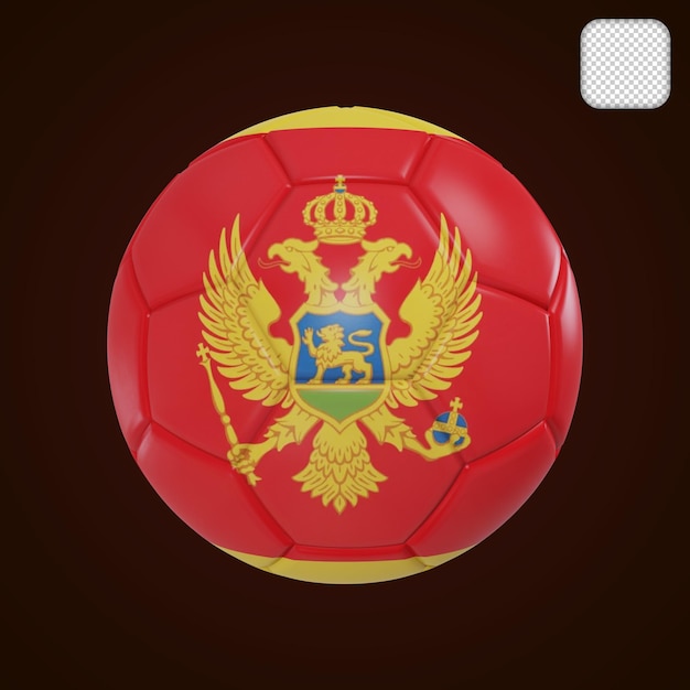 soccer ball with montenegro flag 3d illustration
