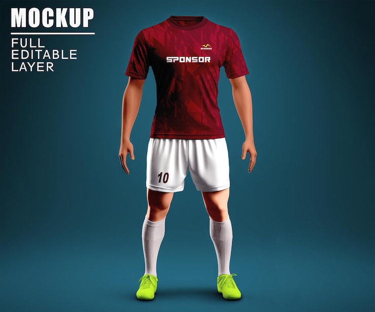 soccer kit mockup red and white