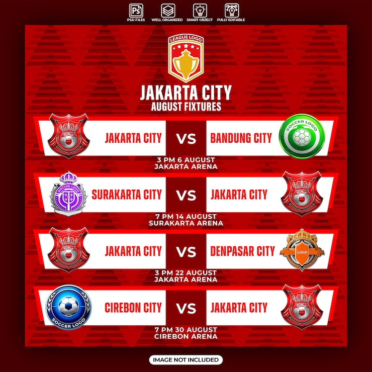 PSD soccer league match fixtures poster design template