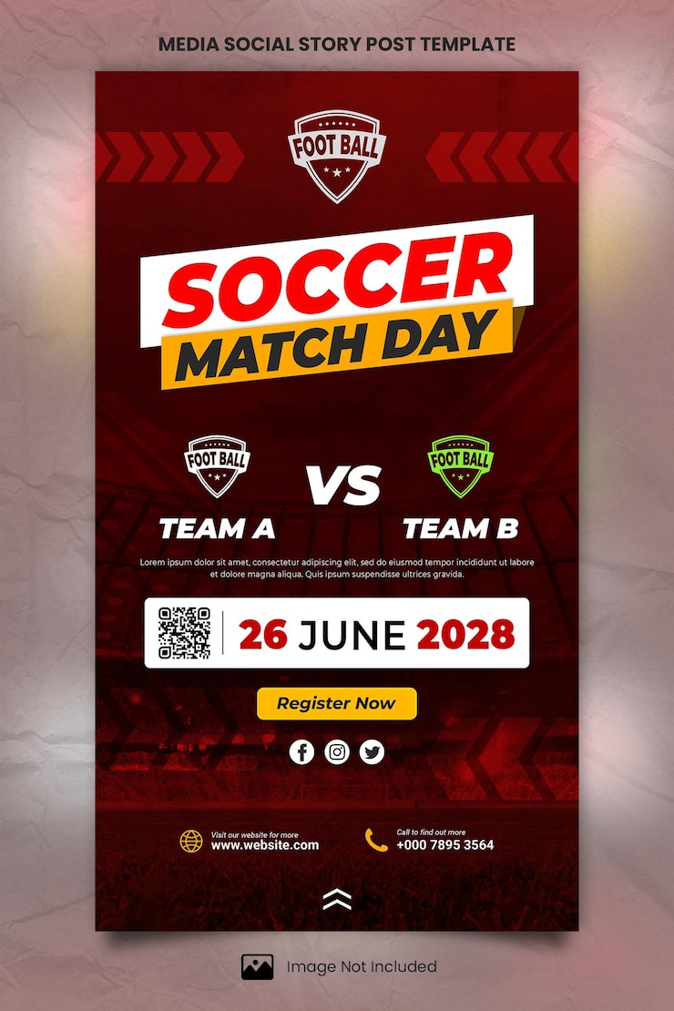 PSD soccer match day media social story post template