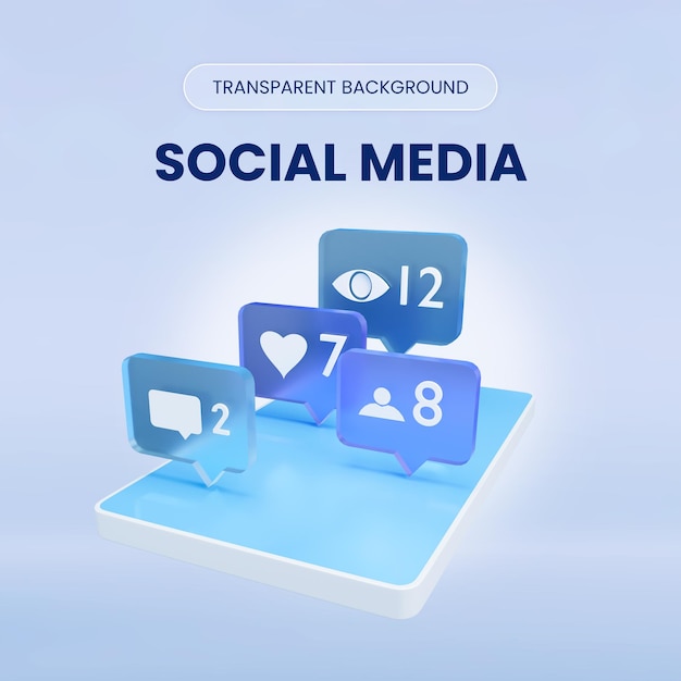 social media 3d rendering illustration