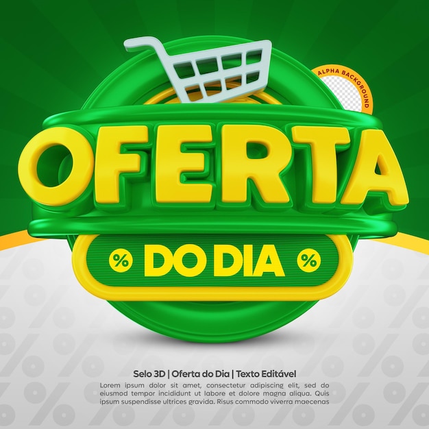 PSD social-media-angebot des tages promotion auf portugiesisch für die kampagne in brasilien 3d render