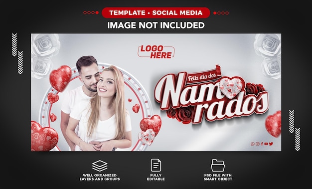 Social Media Banner Facebook Buon San Valentino Appassionato in Brasile