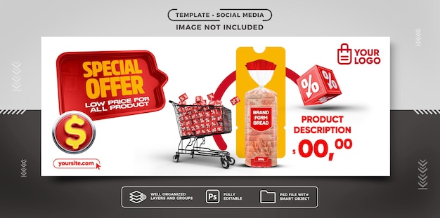 PSD social-media-banner spezielles niedrigpreisangebot für alle produkte