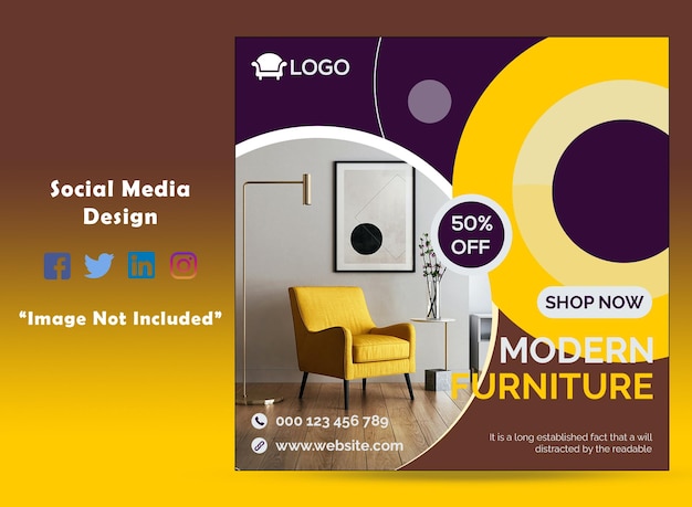 PSD social media-banner und instagram-post von psd modern furniture