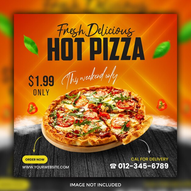 Social-Media-Banner und Instagram-Post-Vorlage für Pizza-Essen