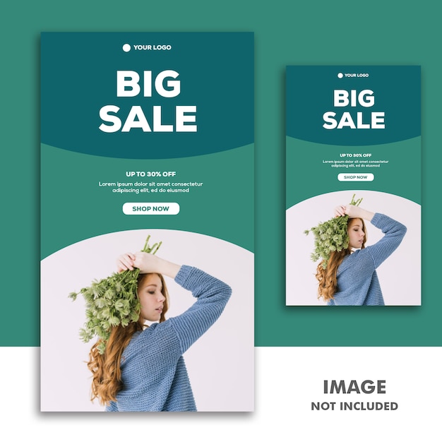 PSD social media banner vorlage instagram geschichte, fashion girl green sale