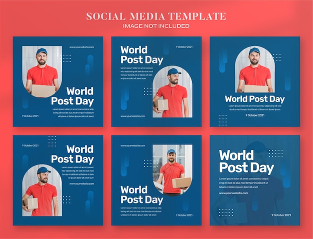 Social-Media-Banner zum Weltposttag und Instagram-Posttempel