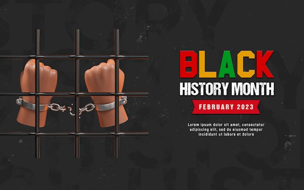 PSD social-media-beitrag des schwarzen geschichtsmonats mit afrikanischer 3d-hand