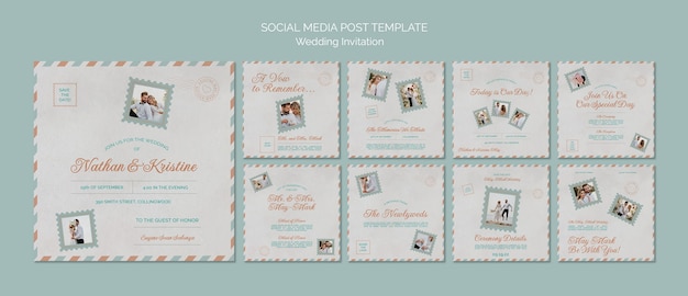 Social-Media-Beitragsvorlage für Hochzeitspostkarten