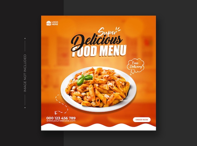 Social-Media-Beitragsvorlage für Restaurant- und Lebensmittelmenüs