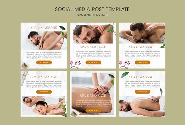 Social media beitragsvorlage spa und massage