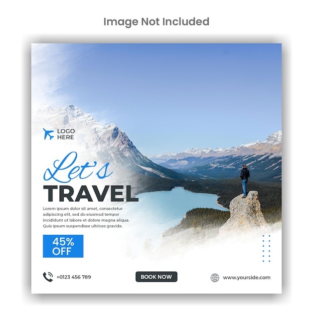 Social media del tour di viaggio o modello di post di instagram