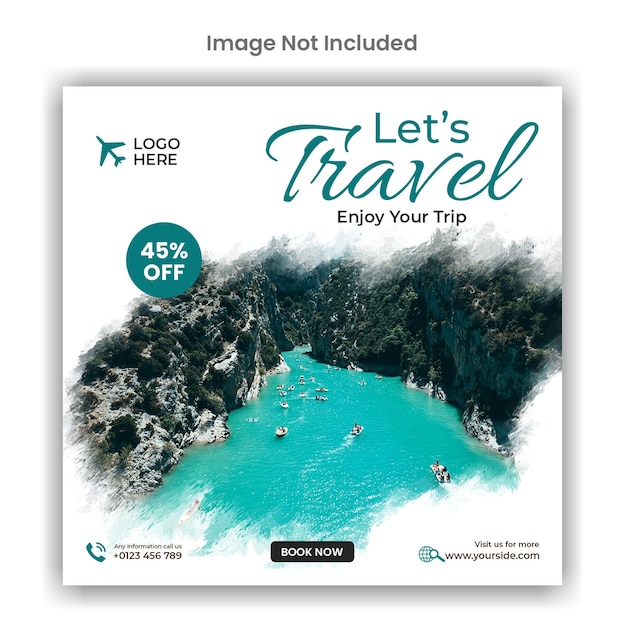 Social media del tour di viaggio o modello di post di instagram