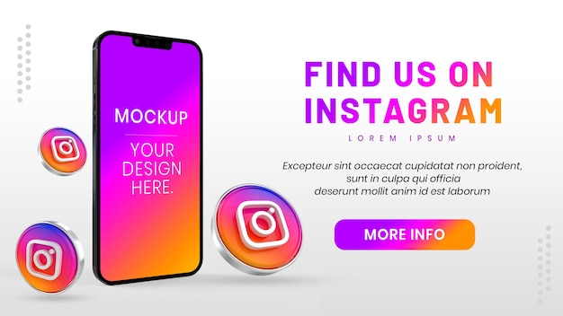 Social media dell'icona di Instagram con modelli 3d del telefono
