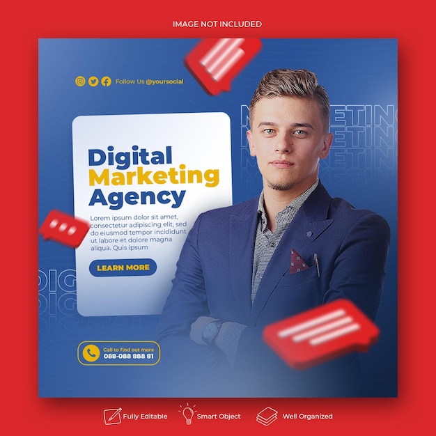 Social media di concetto creativo per il modello di promozione del marketing digitale