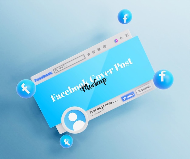 Social-media-facebook-cover-post-mockup oder 3d-facebook-cover-mockup