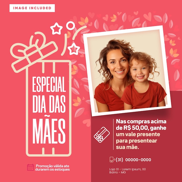 PSD social media feed especial día de la madre con cupón de compras