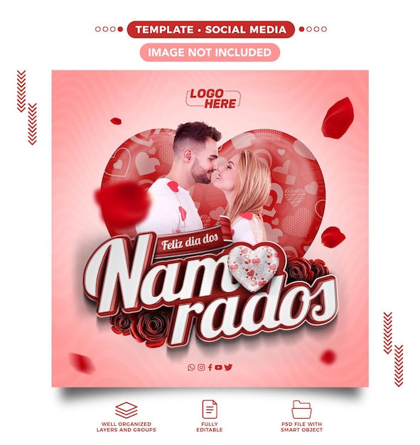 Social Media Feed Instagram Feliz Dia dos Namorados no Brasil