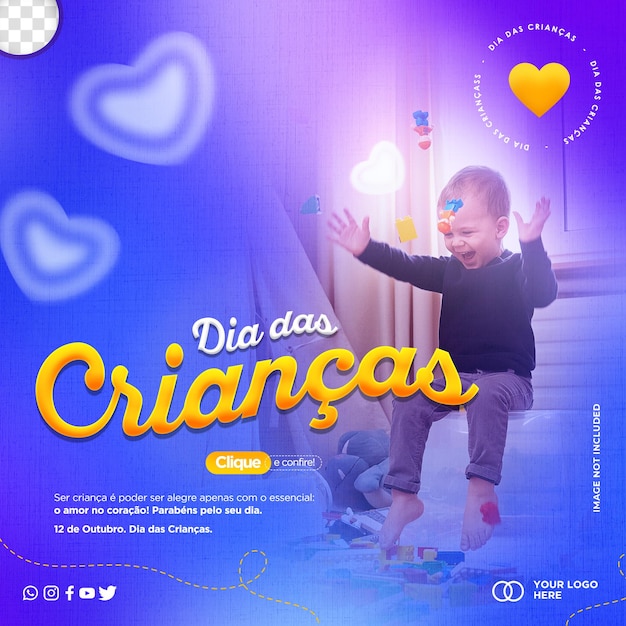 Social-media-feed-vorlage kindertag dia das criancas in brasilien