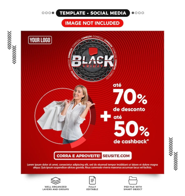 Social-media-feed-website black friday bietet bis zu 70 rabatte in brasilien