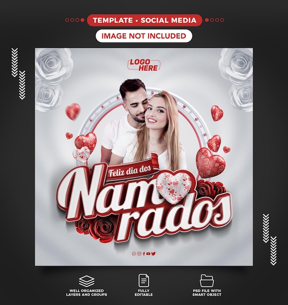 Social Media Feliz Dia dos Namorados apaixonado no Brasil