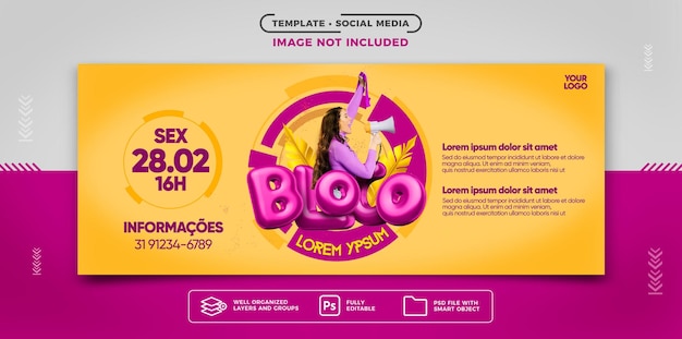 Social media flyer banner festa di carnevale