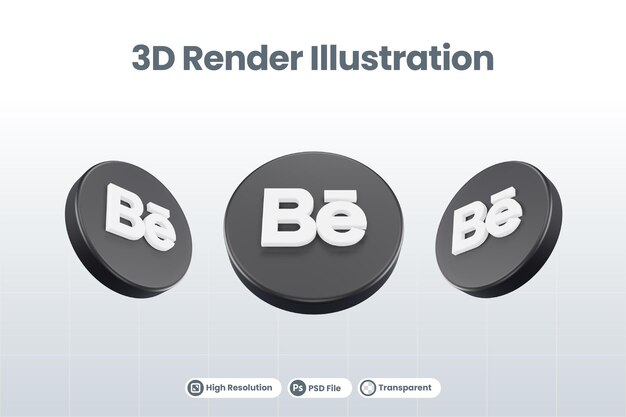 Social media icon behance logo isolated 3d render