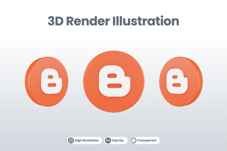 PSD social media icon blogger logo isolated 3d render