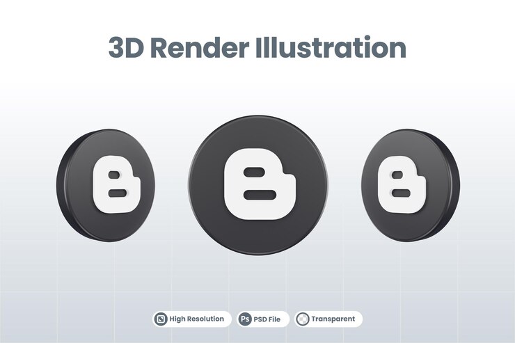 PSD social media icon blogger logo isolated 3d render