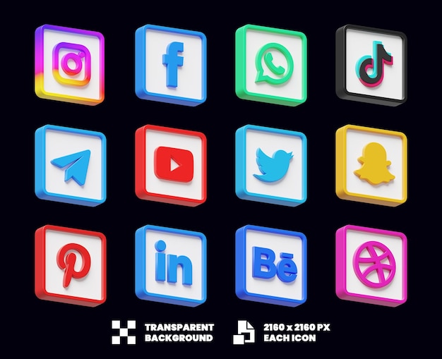 PSD social-media-icon-sammlung 3d