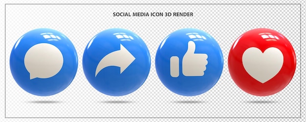 Social-media-icon-set 3d-like-liebe-share-kommentar